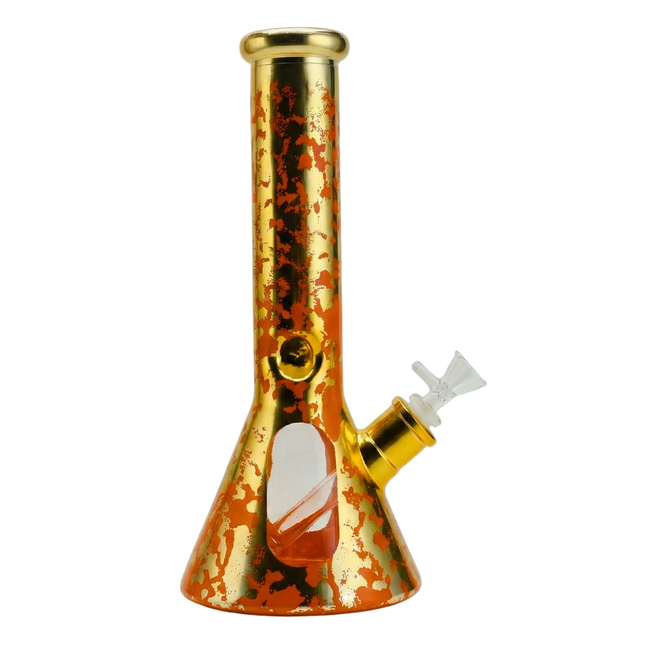 Karma 12" Gold Orange Metallic Beaker Bong