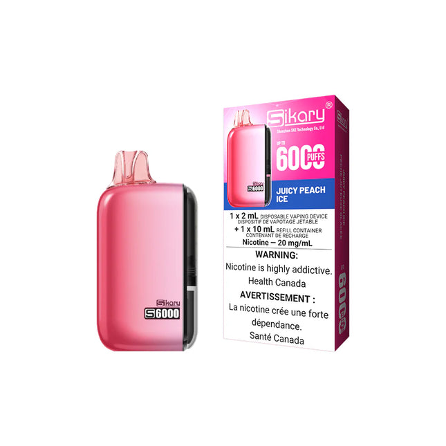 SIKARY-6000-puff-juicy-peach-ICE-disposable-20mg-salt-nic-high-nicotine-maple-ridge-langley-vape-shop-hootz