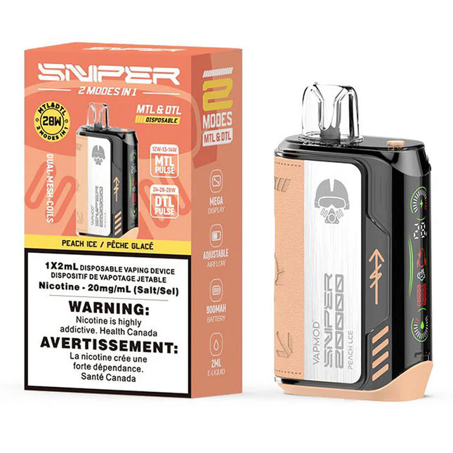 Sniper-20k-puffs-peach-ice-disposable-intense-20mg-salt-nic-high-nicotine-maple-ridge-langley-vape-shop-hootz