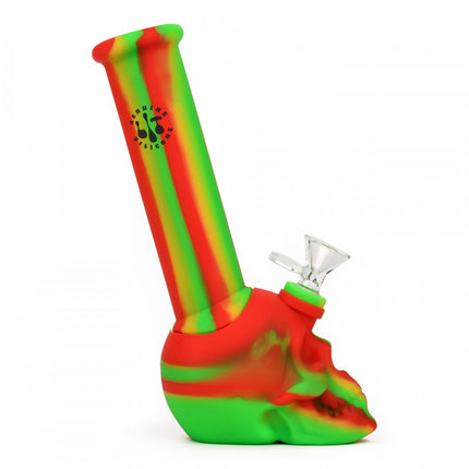 Lit Silicone 9" Rasta Skull Silicone Bong