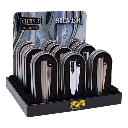Clipper Silver Metal Refillable Lighters