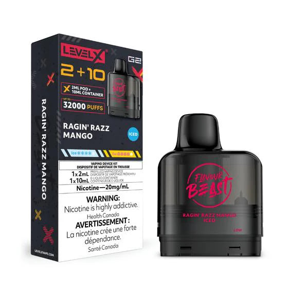 flavour-beast-level-x-g2-ragin-razz-mango-vape-pod-20mg-maple-ridge-langley-vape-shop-hootz
