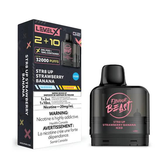 flavour-beast-level-x-g2-str8-up-strawberry-banana-iced-vape-pod-20mg-maple-ridge-langley-vape-shop-hootz