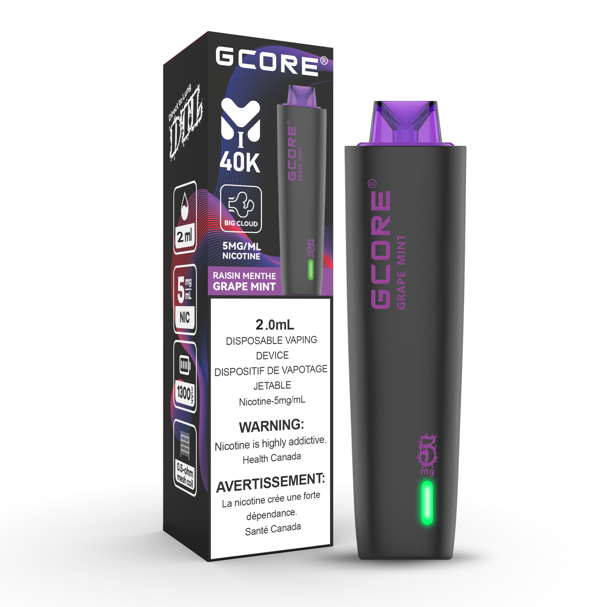 G-Core Hookah 40k Low-Nic Disposable Vaporizer Hootz G-Core Hookah 40k Low-Nic Disposable Vaporizer Hootz