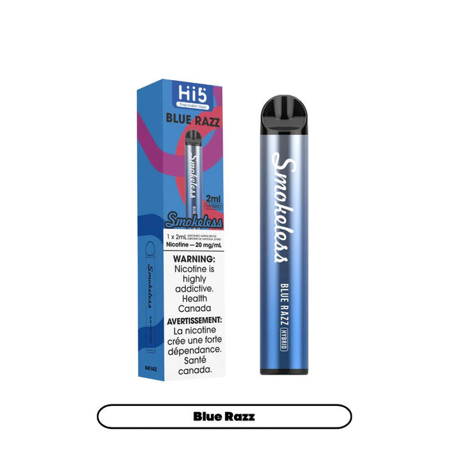 hi5-smokeless-blue-razz-disposable-20mg-salt-nic-high-nicotine-maple-ridge-langley-vape-shop-hootz
