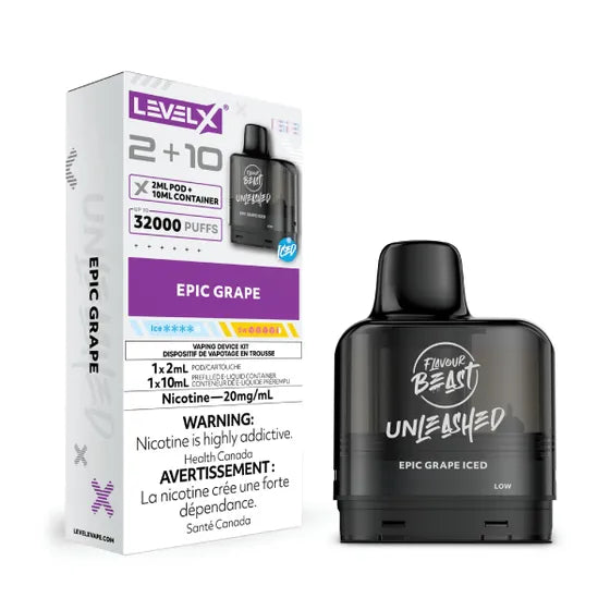 level-x-flavour-beast-unleashed-epic-grape-iced-vape-pod-20mg-32k-large-puffs-maple-ridge-langley-vape-shop-hootz