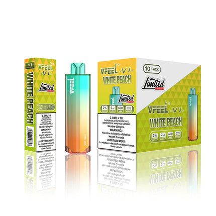vfeel-white-peach-6000-puffs-disposable-intense-20mg-50mg-salt-nic-high-nicotine-maple-ridge-langley-vape-shop-hootz