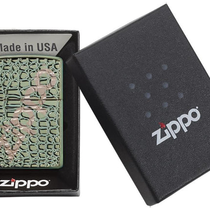Zippo-Premium-Lighters-alligator-green-chrome-gift-idea-novelty-items-maple-ridge-langley-hootz