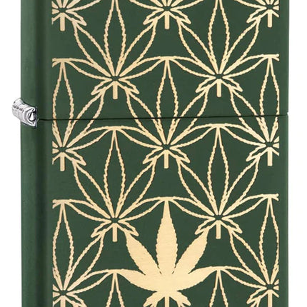Zippo-Premium-Lighters-green-gold-leaf-pattern-gift-idea-novelty-items-maple-ridge-langley-hootz