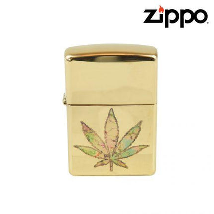 Zippo-Premium-Lighters-polished-gold-weed-leaf-gift-idea-novelty-items-maple-ridge-langley-hootz