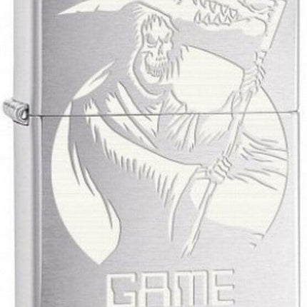 Zippo-Premium-Lighters-silver-game-over-scythe-gift-idea-novelty-items-maple-ridge-langley-hootz