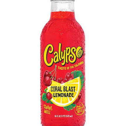 calypso lemonade glass bottle - 473ml coral blast lemonade