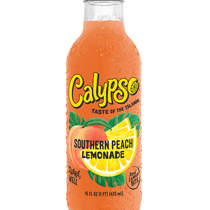 calypso lemonade glass bottle - 473ml southern peach lemonade