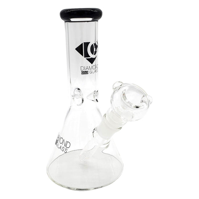 diamond-glass-black-8-small-beaker-bubbler-14mm-dab-rig-bong-water-pipe-smoking-accessory-maple-ridge-langley-vape-smoke-shop-hootz