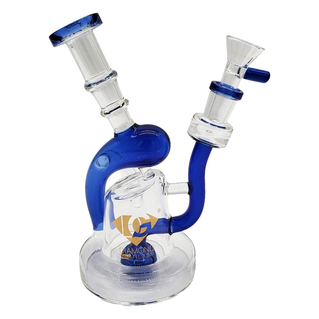 diamond-glass-blue-7-recycler-14mm-dab-rig-bong-water-pipe-smoking-accessory-maple-ridge-langley-vape-smoke-shop-hootz