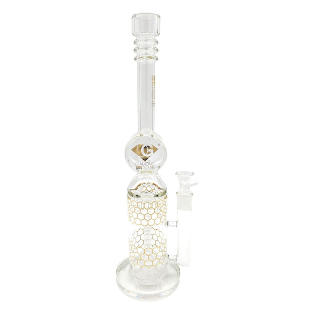 diamond-glass-gold-16-honeycomb-pattern-recycler-rig-bong-water-pipe-smoking-accessory-maple-ridge-langley-vape-smoke-shop-hootz