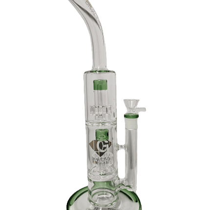 diamond-glass-green-15-double-matrix-percolator-bong-water-pipe-smoking-accessory-maple-ridge-langley-vape-smoke-shop-hootz