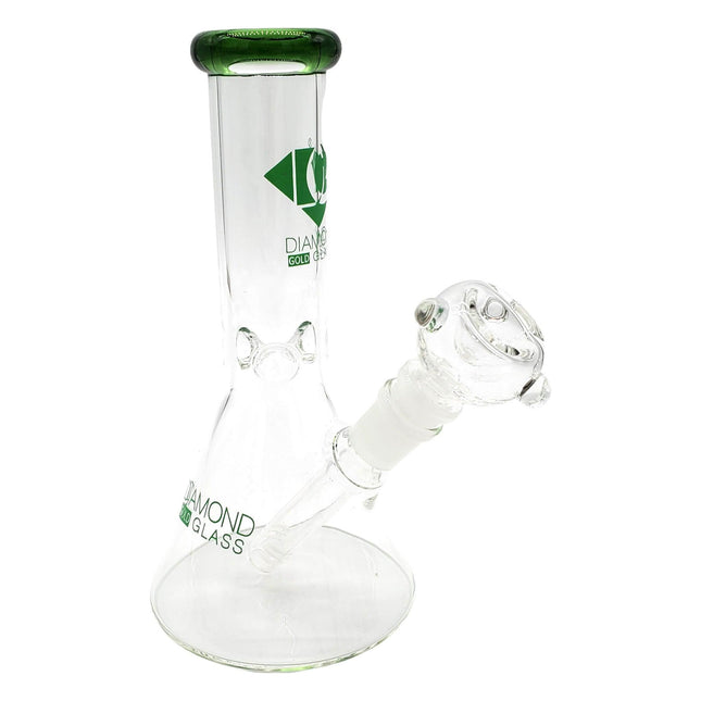 diamond-glass-green-8-small-beaker-bubbler-14mm-dab-rig-bong-water-pipe-smoking-accessory-maple-ridge-langley-vape-smoke-shop-hootz