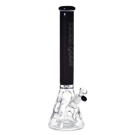 hoss glass 18" holey beaker bong black