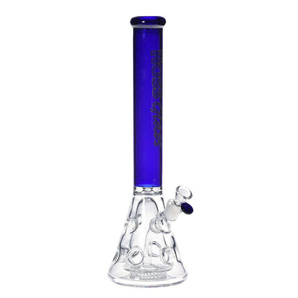 hoss glass 18" holey beaker bong blue