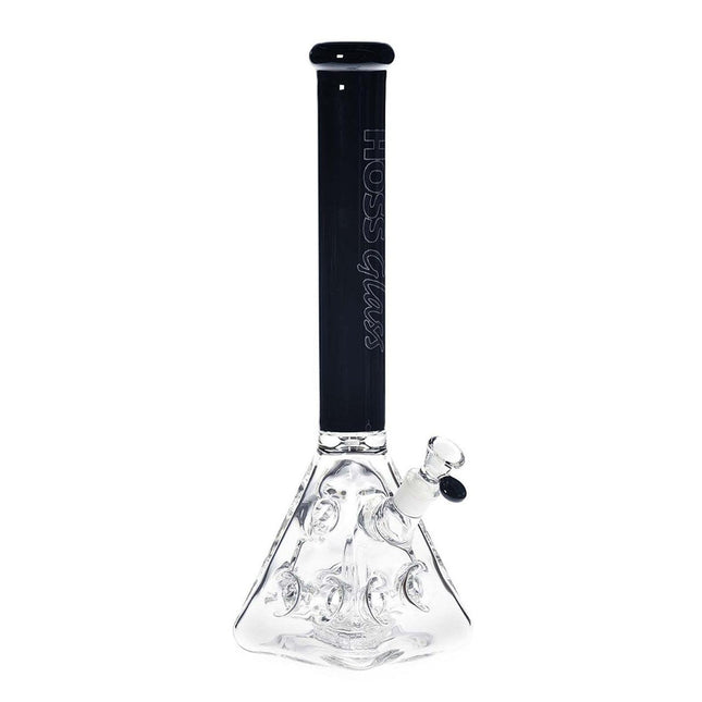 hoss glass 18" pyramid base bong black