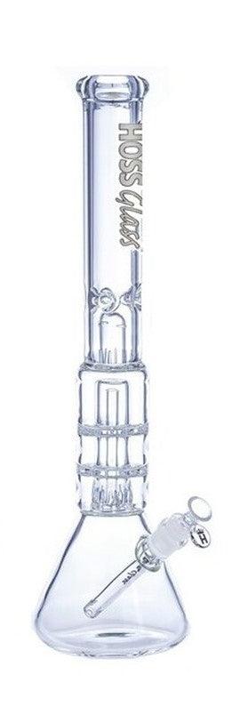 hoss glass 20" dome & discs beaker bong white