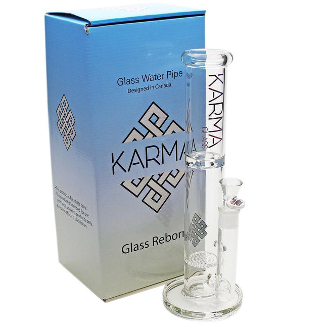 karma-glass-14-inch-honeycomb-percolator-straight-tube-bong-maple-ridge-langley-hootz