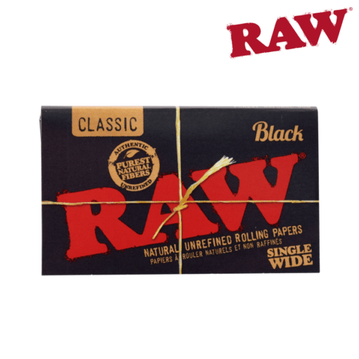 raw black rolling papers single wide (70mm)