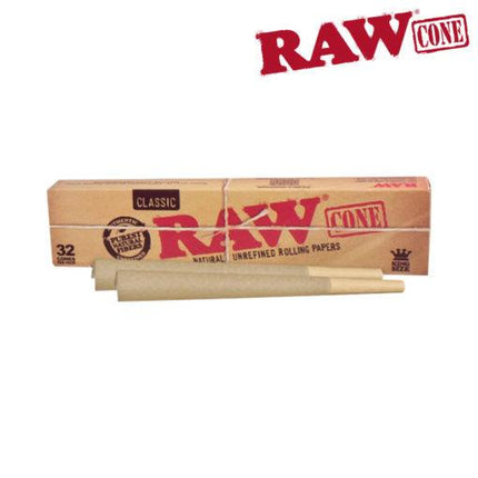 raw classic pre-rolled cones 32-pack of king size