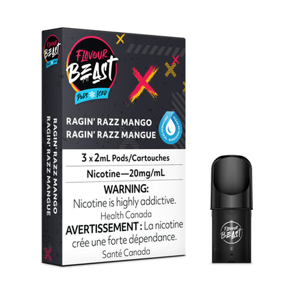 flavour beast pods - ragin razz mango iced