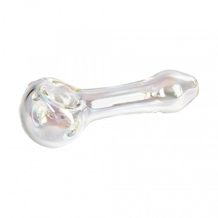 red eye glass 4" iridescent large spoon pipe clear