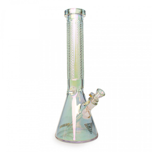 red eye tek 15" rainbow metallic facetted beaker bong