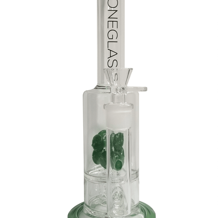 stoneglass green double cross perc bong