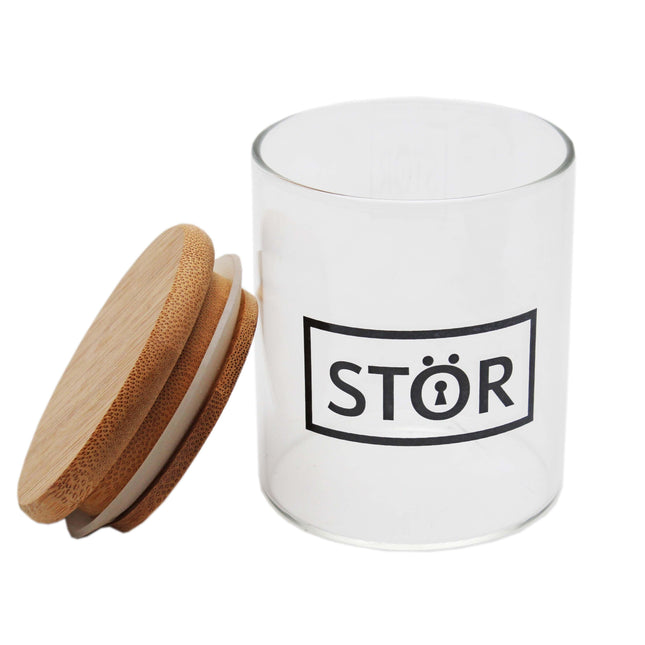 stor glass & bamboo storage jar bamboo lid