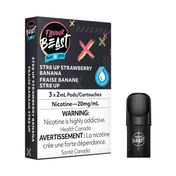 Flavour Beast Pods - Str8 Up Strawberry Banana Iced - Hootz