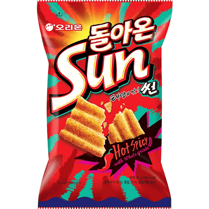 sun hot spicy corn chips 80g