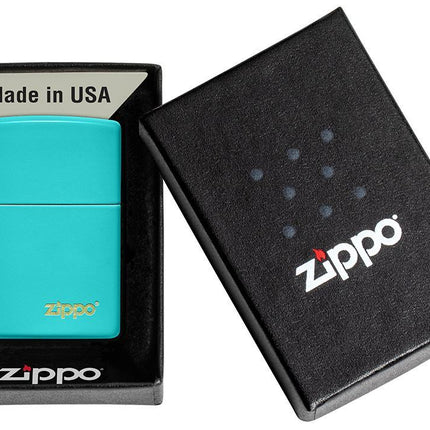 zippo lighters flat turquoise logo