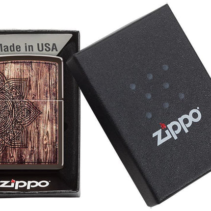 zippo lighters wood mandala