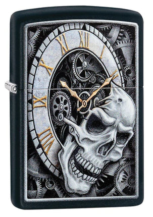 zippo lighters skull clock